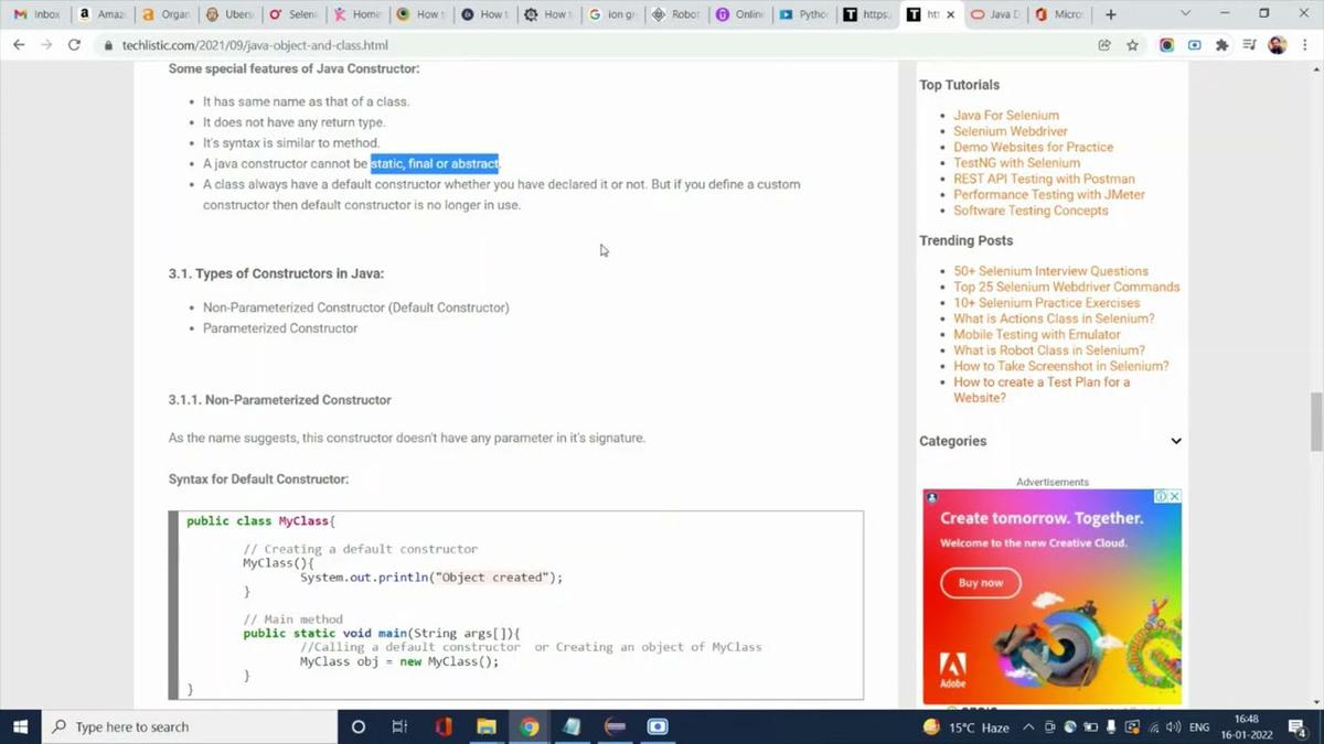 'Video thumbnail for What is Java Constructor? | Types of Java Constructor | TECHLISTIC.COM'